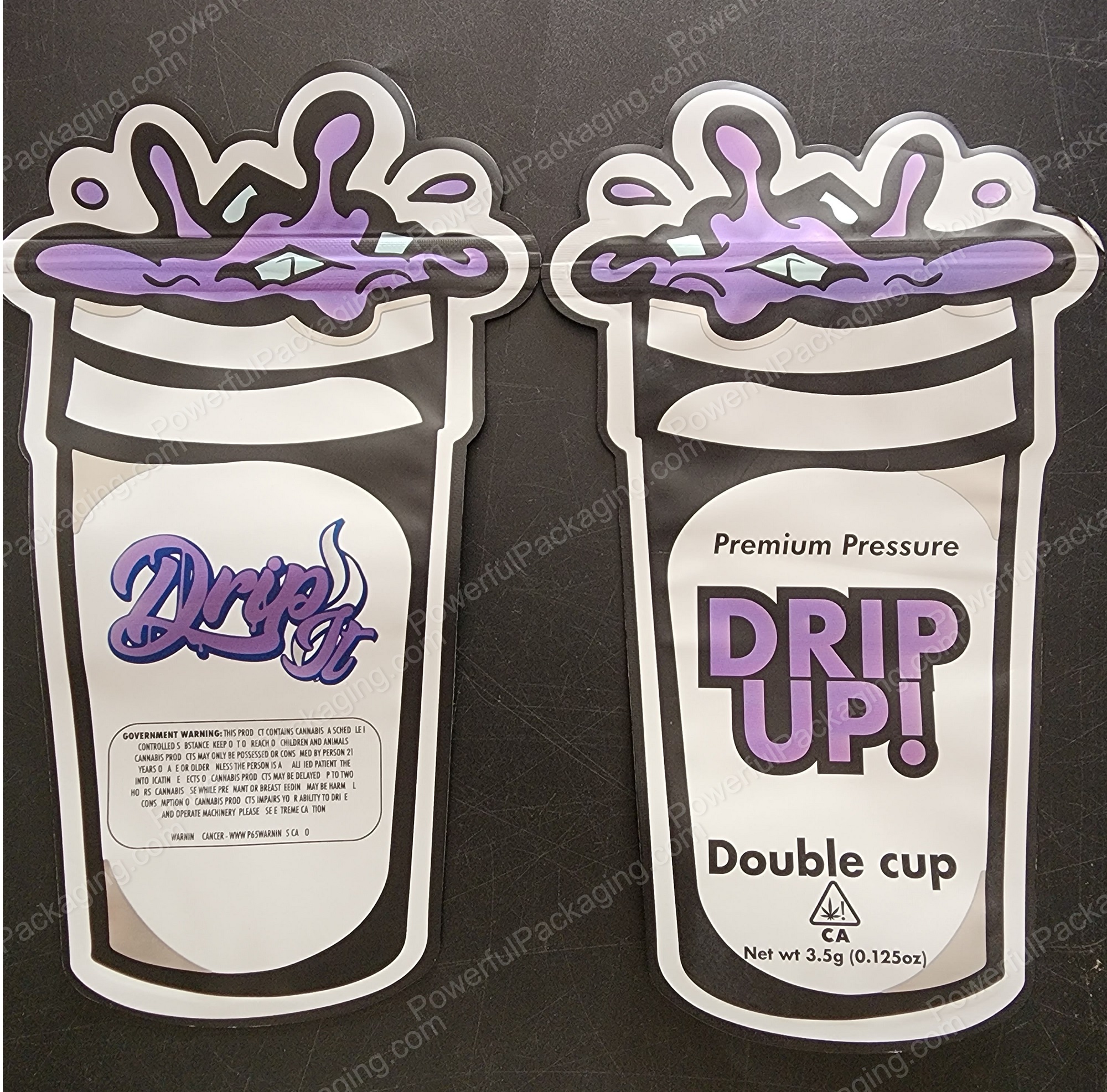 Drip Up Double Cup 3D Mylar Shaped Bag 3.5g Flower Packaging